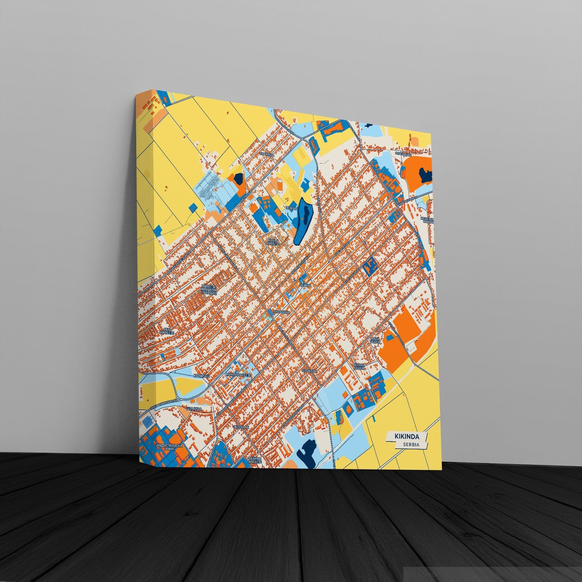 Кикинда Serbia Colorful City Map Canvas Print