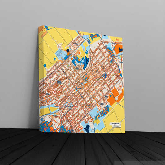 Кикинда Serbia Colorful City Map Canvas Print