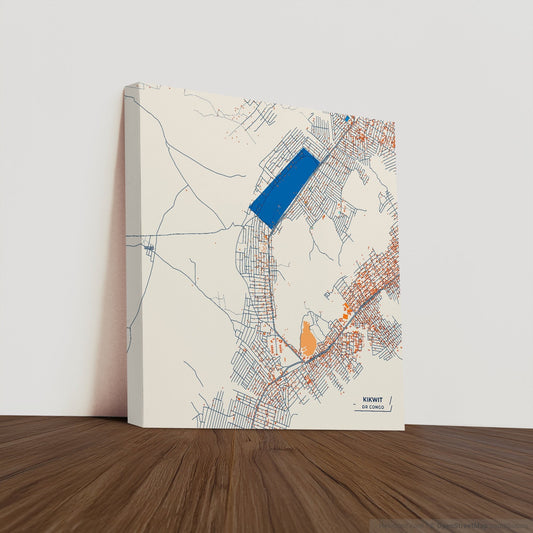 Kikwit Dr Congo Colorful City Map Canvas Print