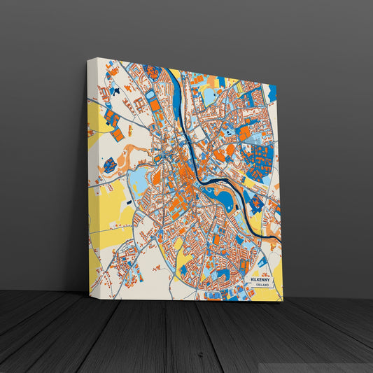 Kilkenny Ireland Colorful City Map Canvas Print