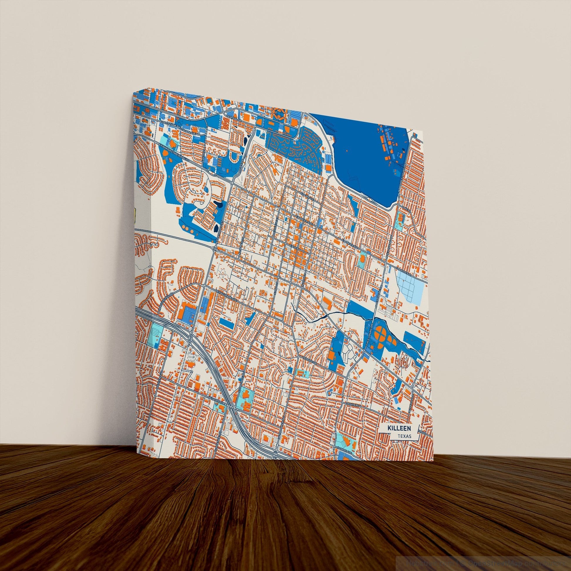 Killeen Texas Colorful City Map Canvas Print