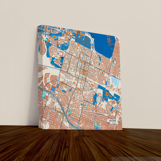 Killeen Texas Colorful City Map Canvas Print