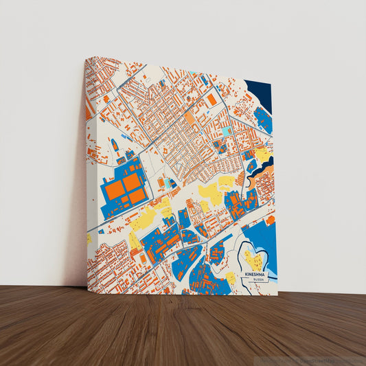 Кинешма Russia Colorful City Map Canvas Print
