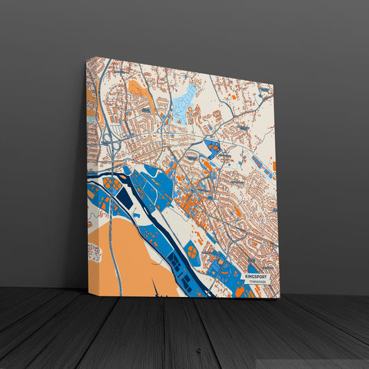 Kingsport Tennessee Colorful City Map Canvas Print
