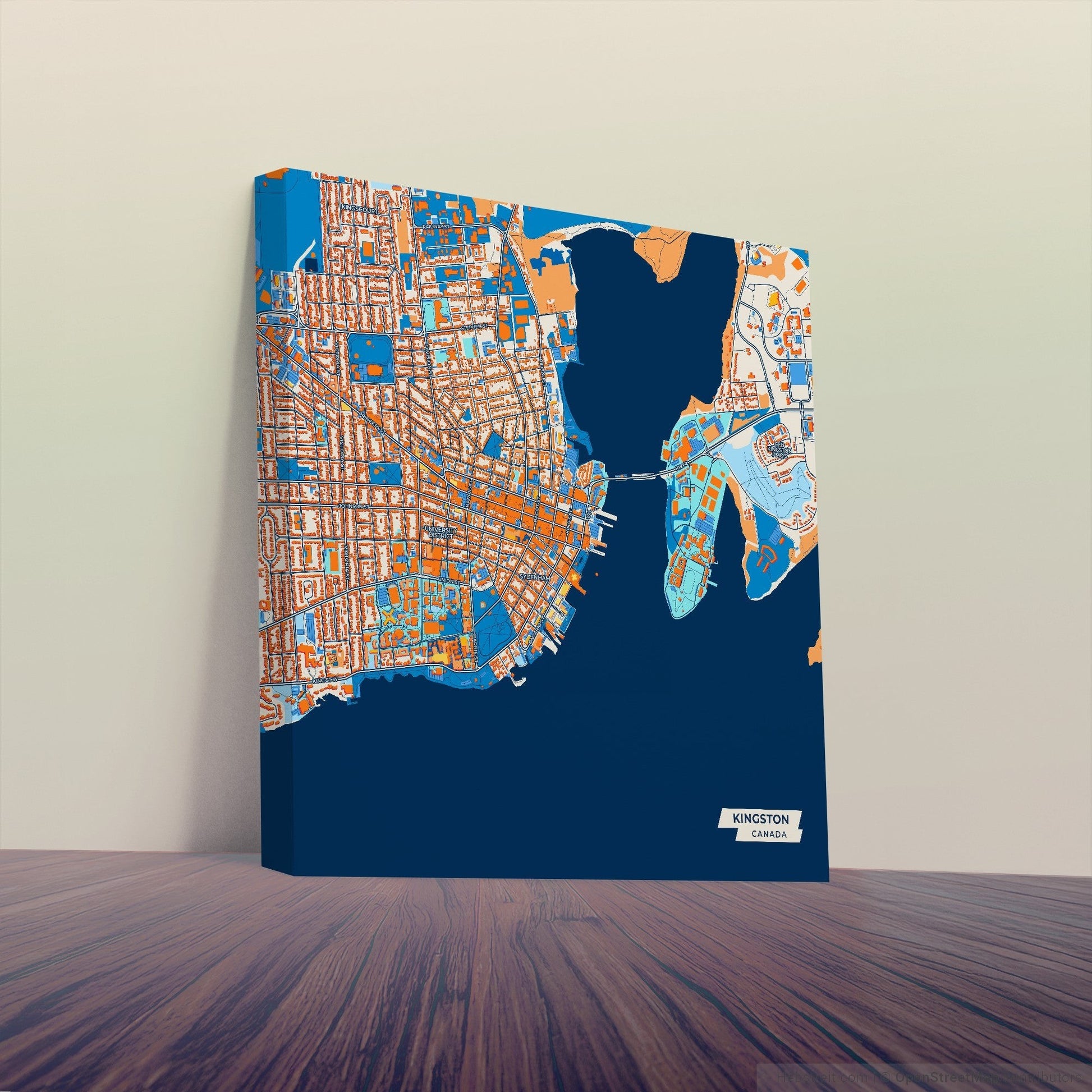 Kingston Canada Colorful City Map Canvas Print