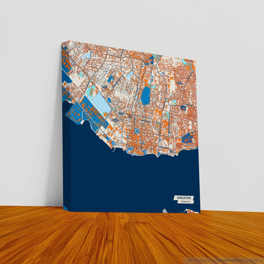 Kingston Jamaica Colorful City Map Canvas Print