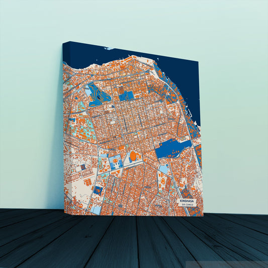 Kinshasa Dr Congo Colorful City Map Canvas Print