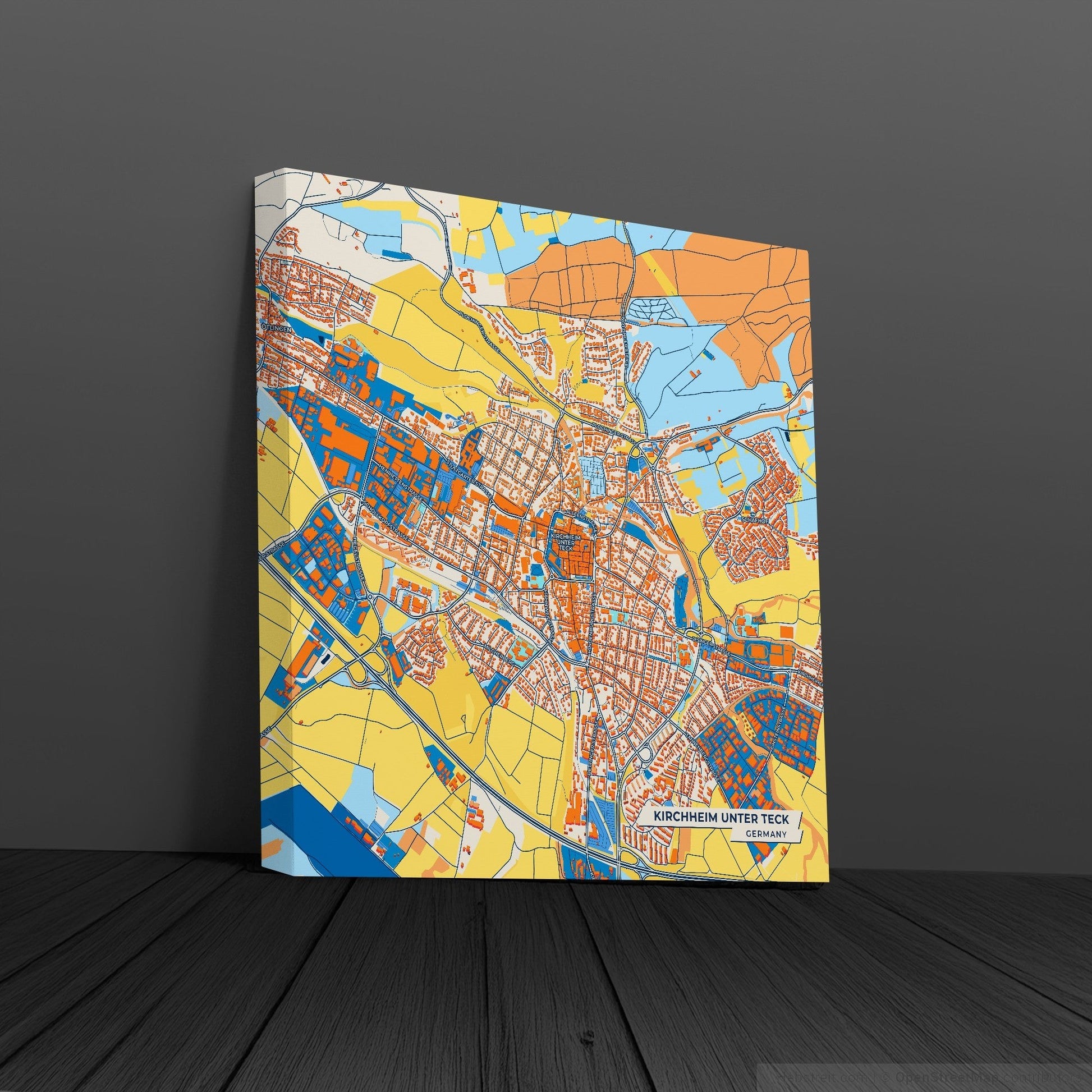 Kirchheim Unter Teck Germany Colorful City Map Canvas Print