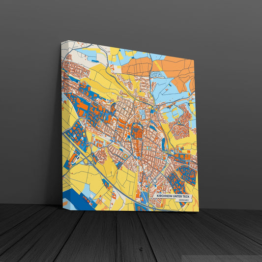 Kirchheim Unter Teck Germany Colorful City Map Canvas Print