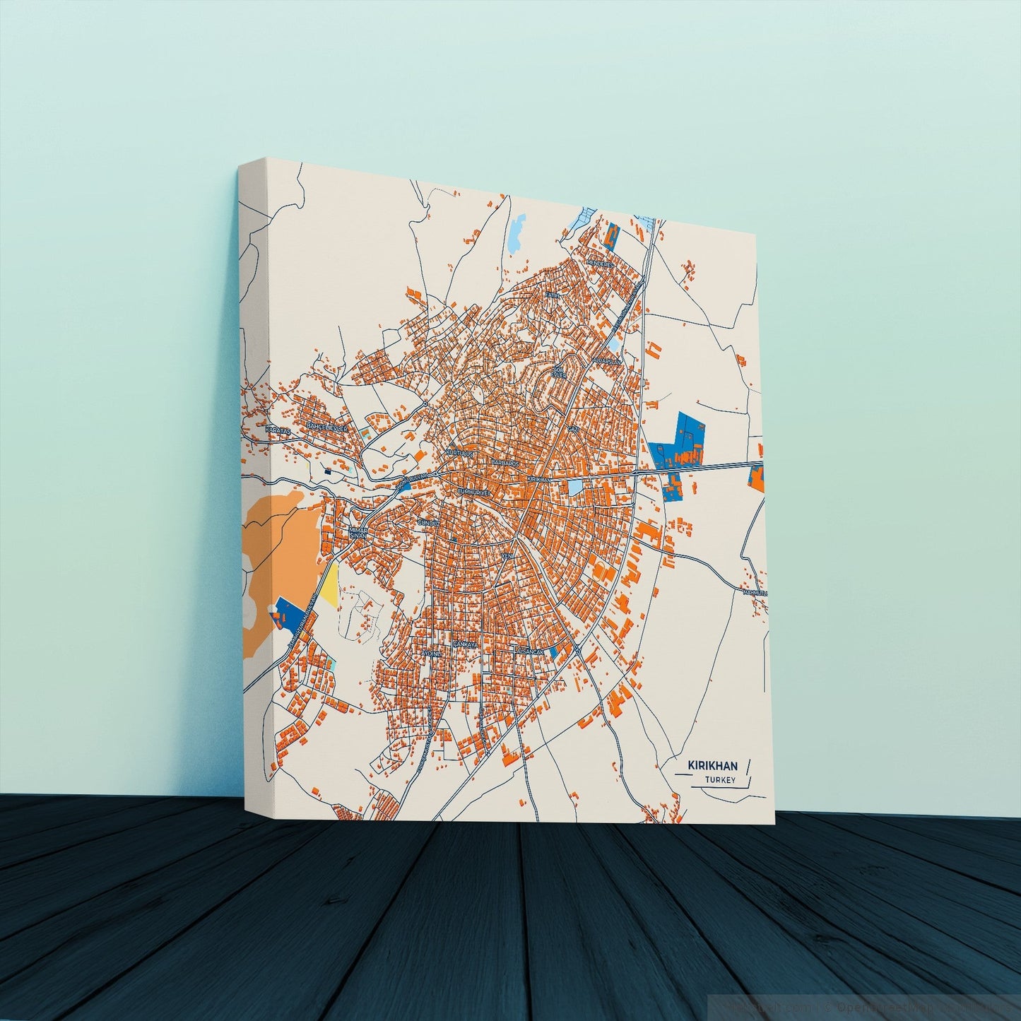 Kirikhan Turkey Colorful City Map Canvas Print
