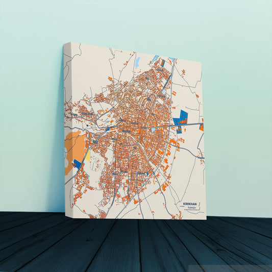 Kirikhan Turkey Colorful City Map Canvas Print