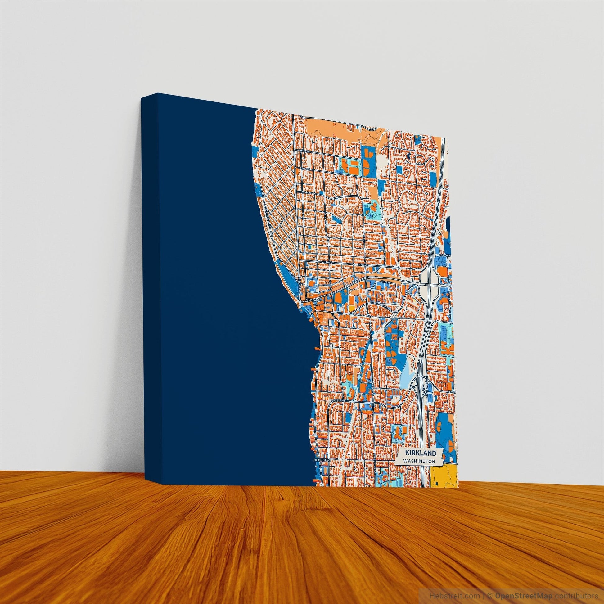 Kirkland Washington Colorful City Map Canvas Print