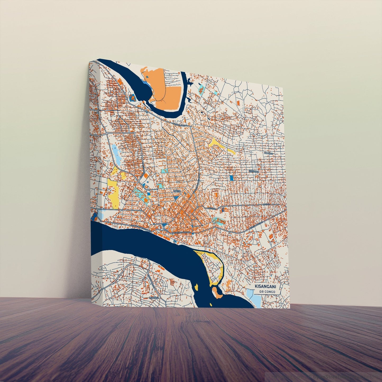 Kisangani Dr Congo Colorful City Map Canvas Print