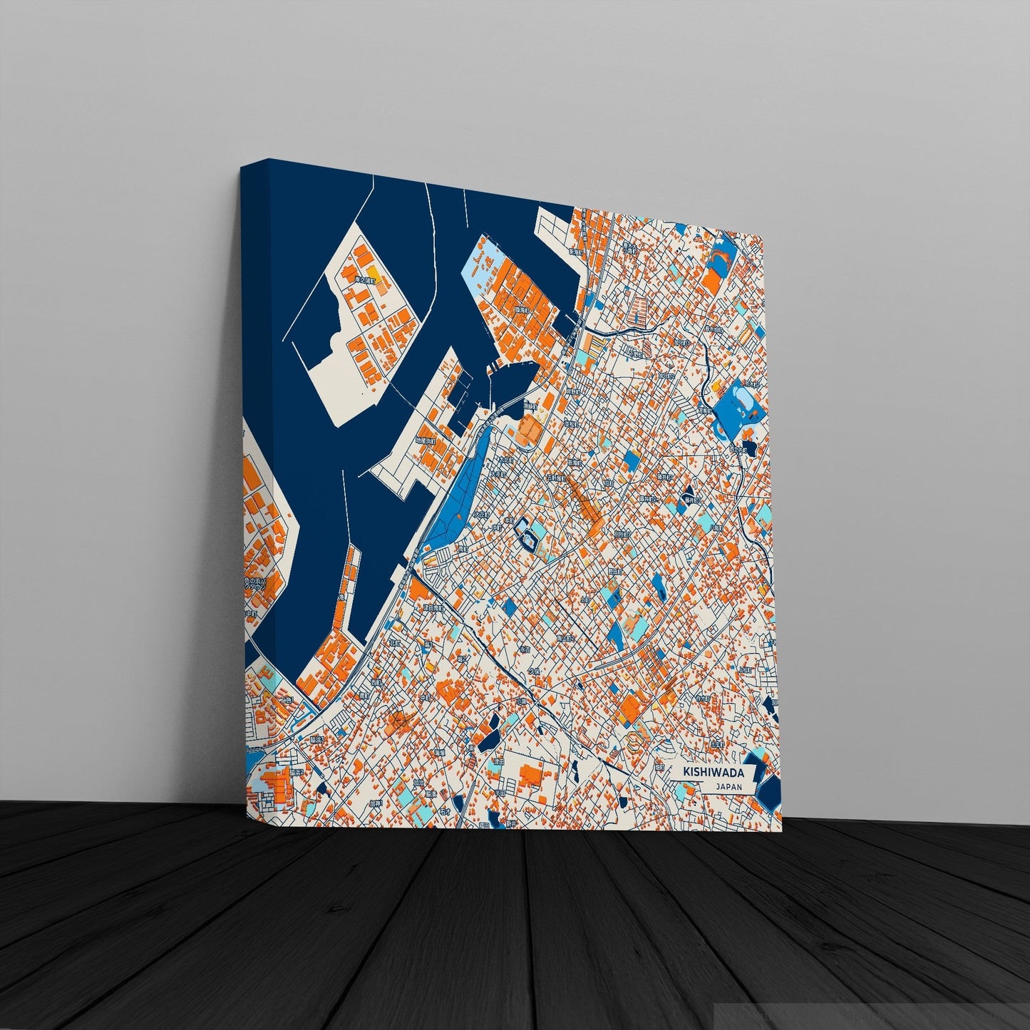 Kishiwada Japan Colorful City Map Canvas Print