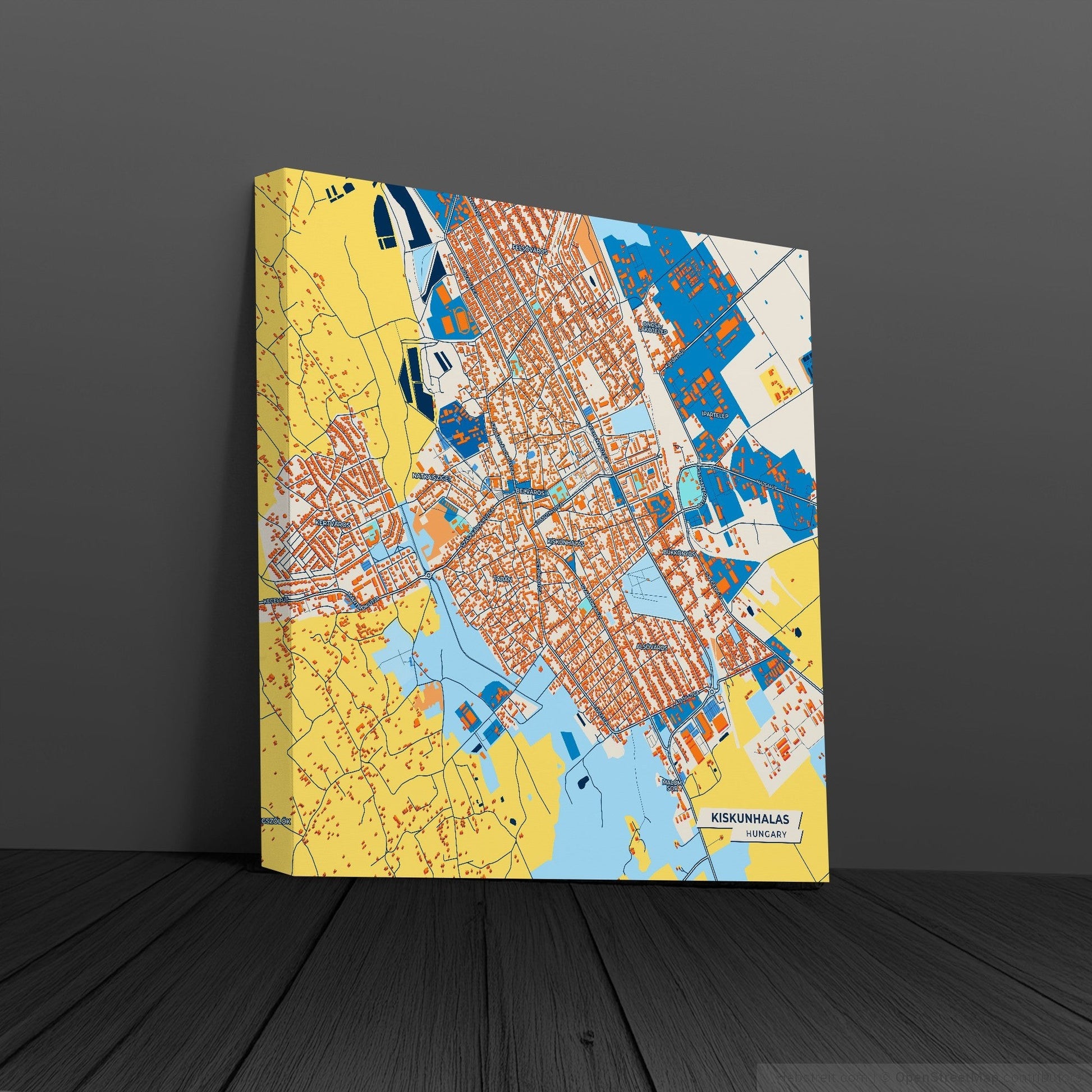 Kiskunhalas Hungary Colorful City Map Canvas Print
