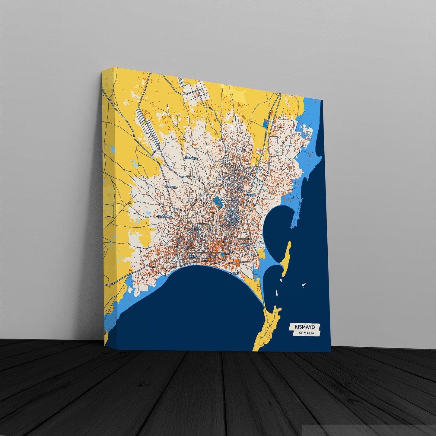 Kismayo Somalia Colorful City Map Canvas Print