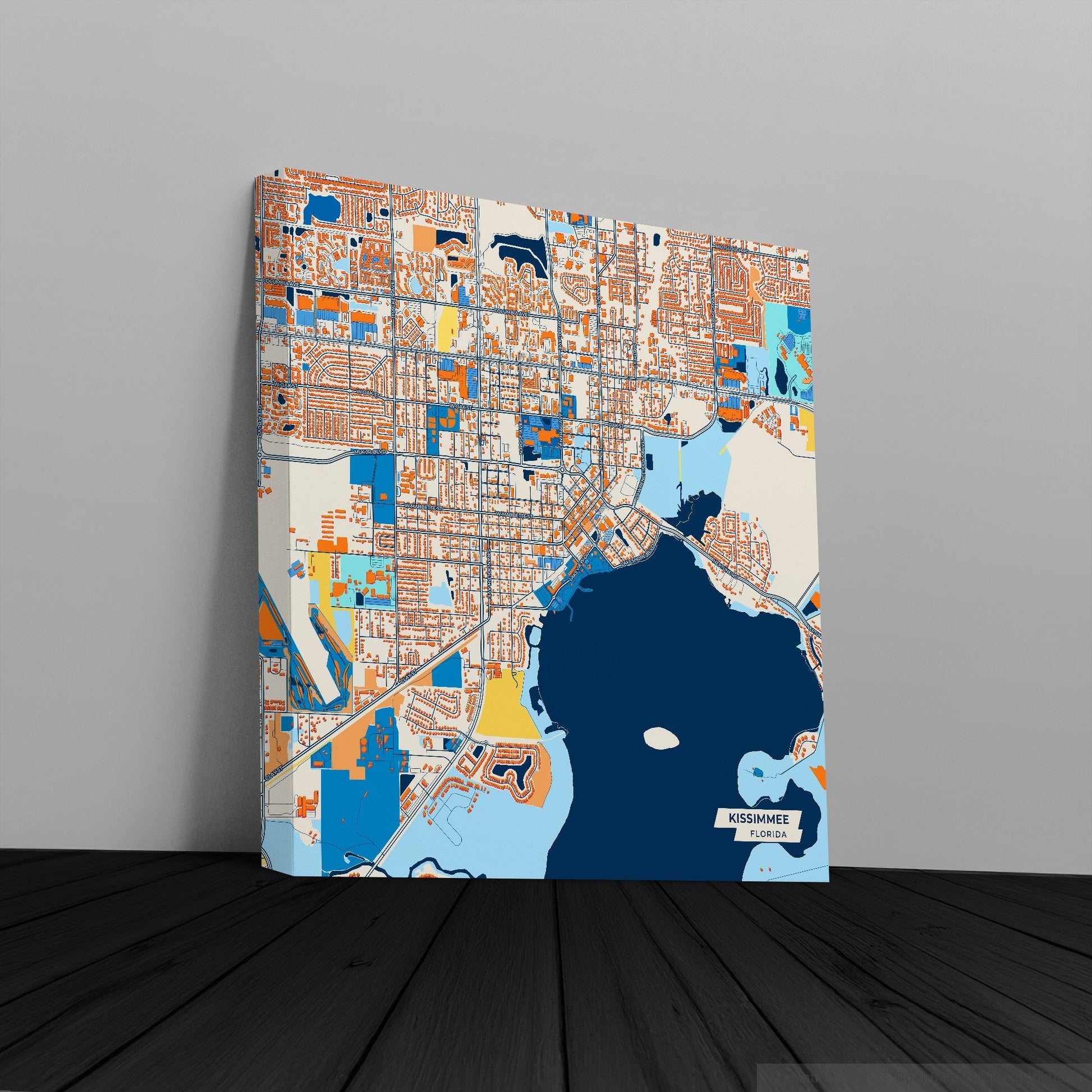 Kissimmee Florida Colorful City Map Canvas Print