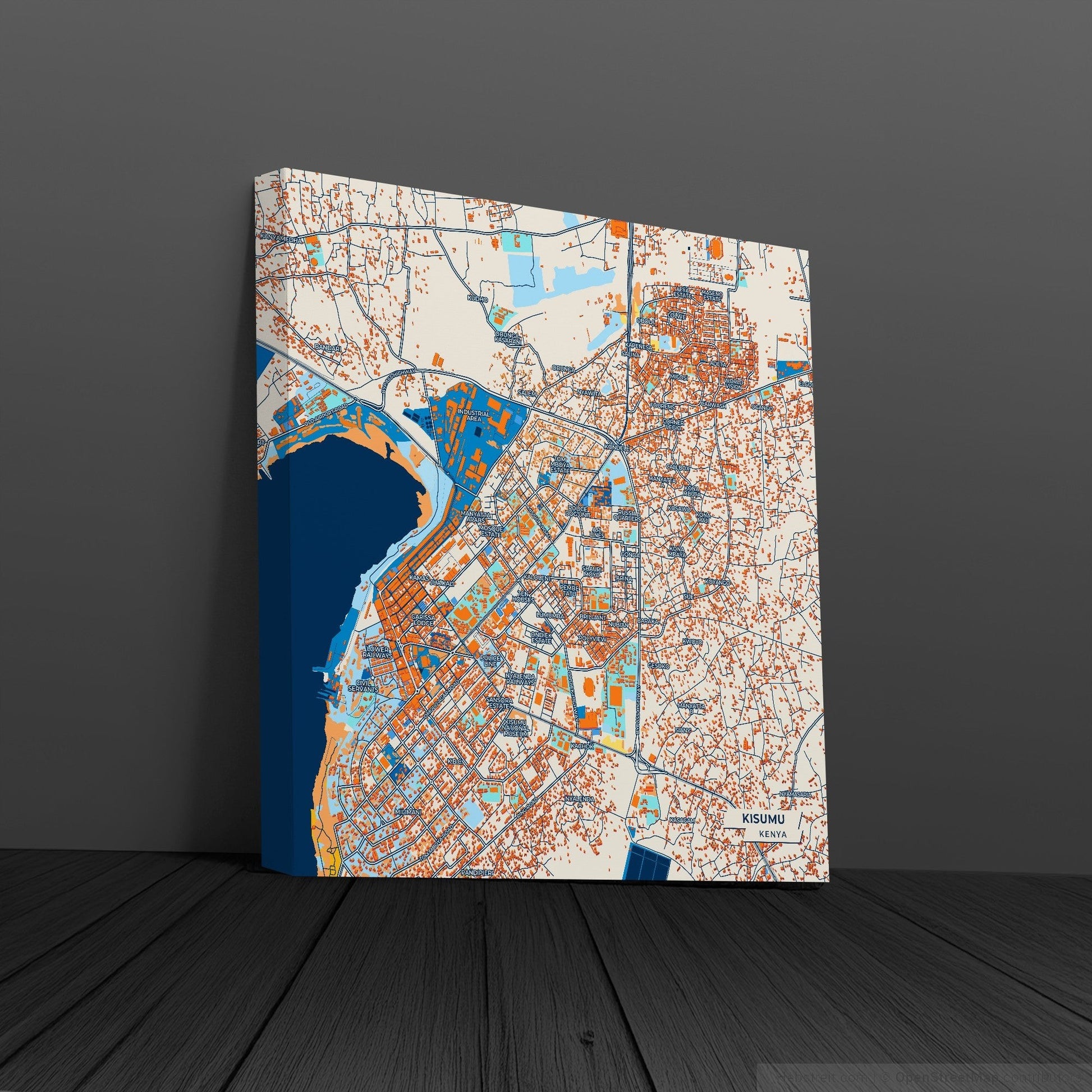 Kisumu Kenya Colorful City Map Canvas Print