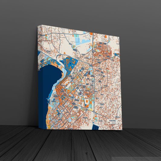 Kisumu Kenya Colorful City Map Canvas Print