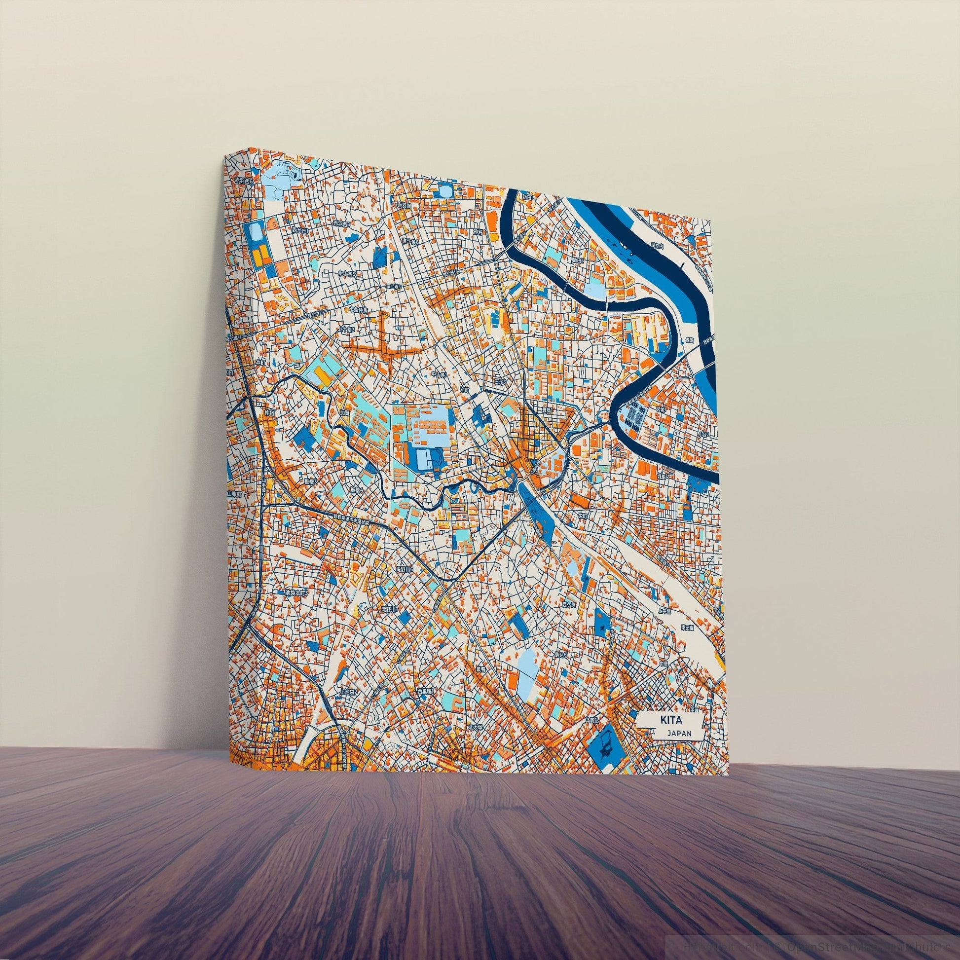 Kita Japan Colorful City Map Canvas Print