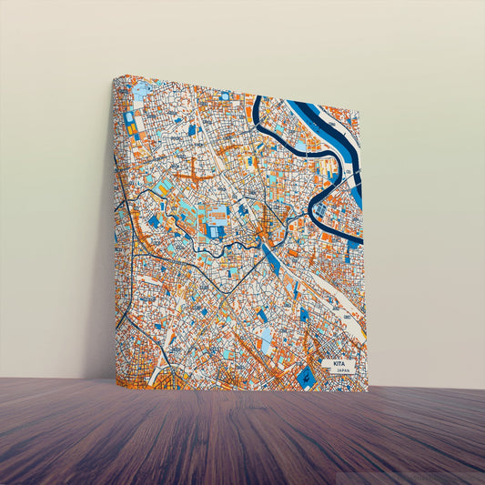 Kita Japan Colorful City Map Canvas Print