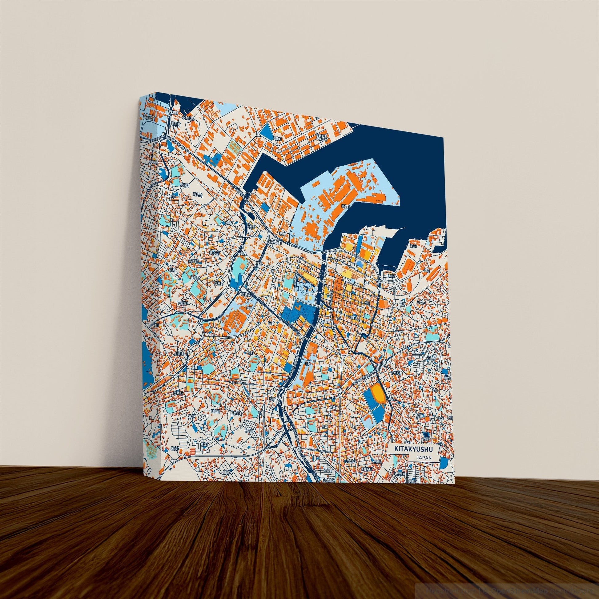 Kitakyushu Japan Colorful City Map Canvas Print