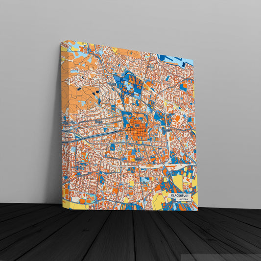 Klagenfurt Austria Colorful City Map Canvas Print
