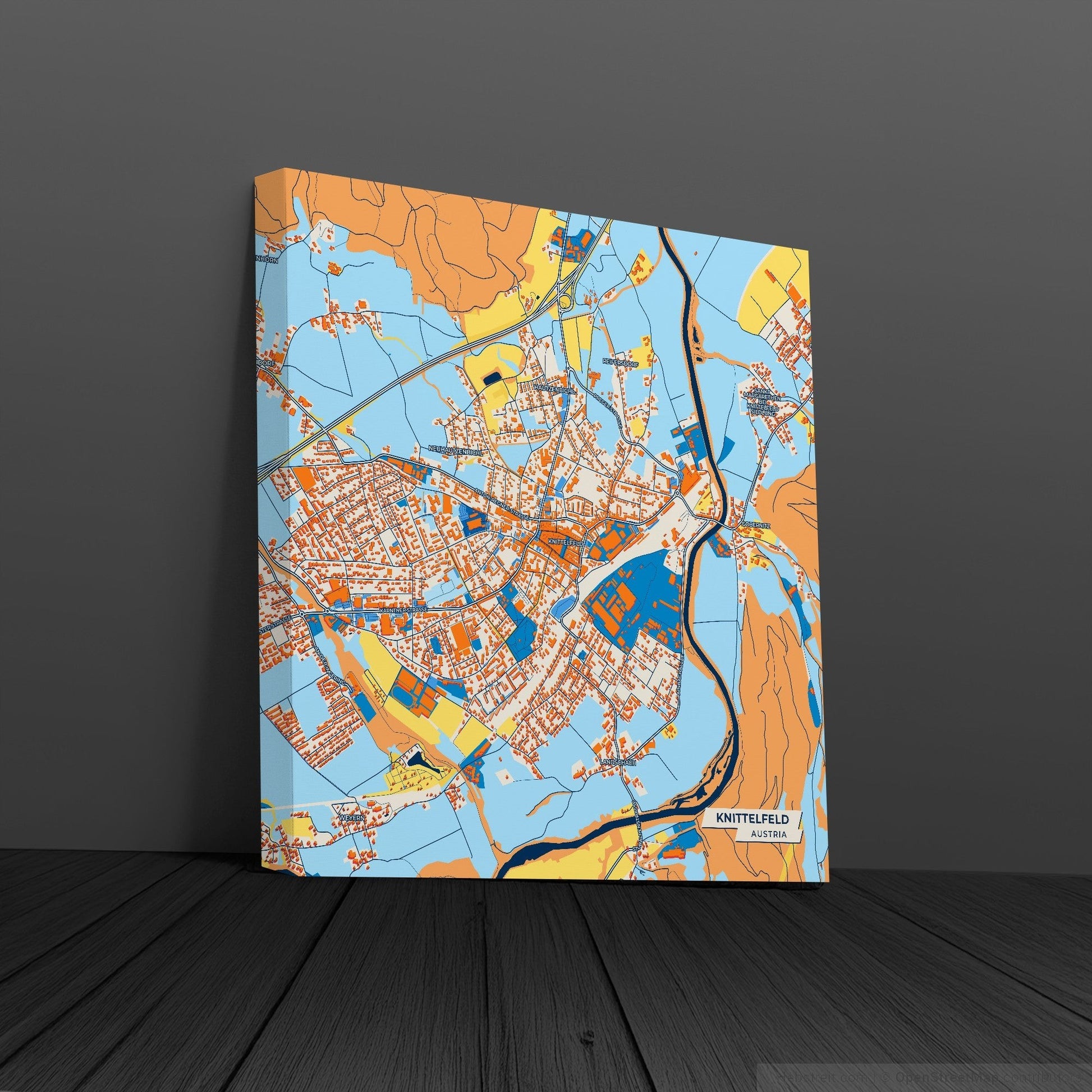 Knittelfeld Austria Colorful City Map Canvas Print