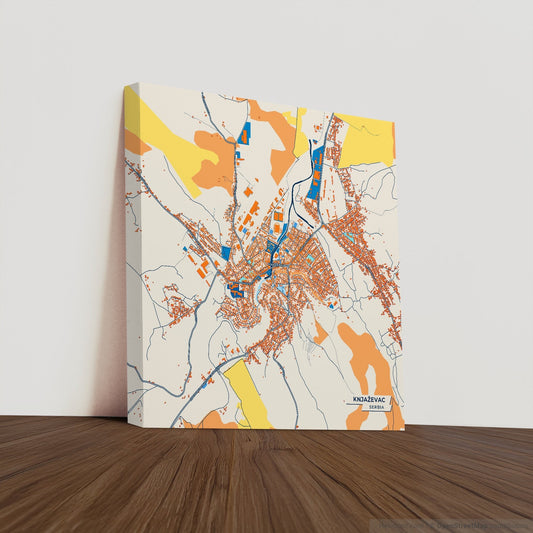 Књажевац Serbia Colorful City Map Canvas Print