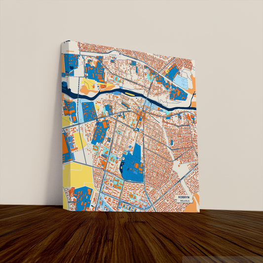 Кобрын Belarus Colorful City Map Canvas Print