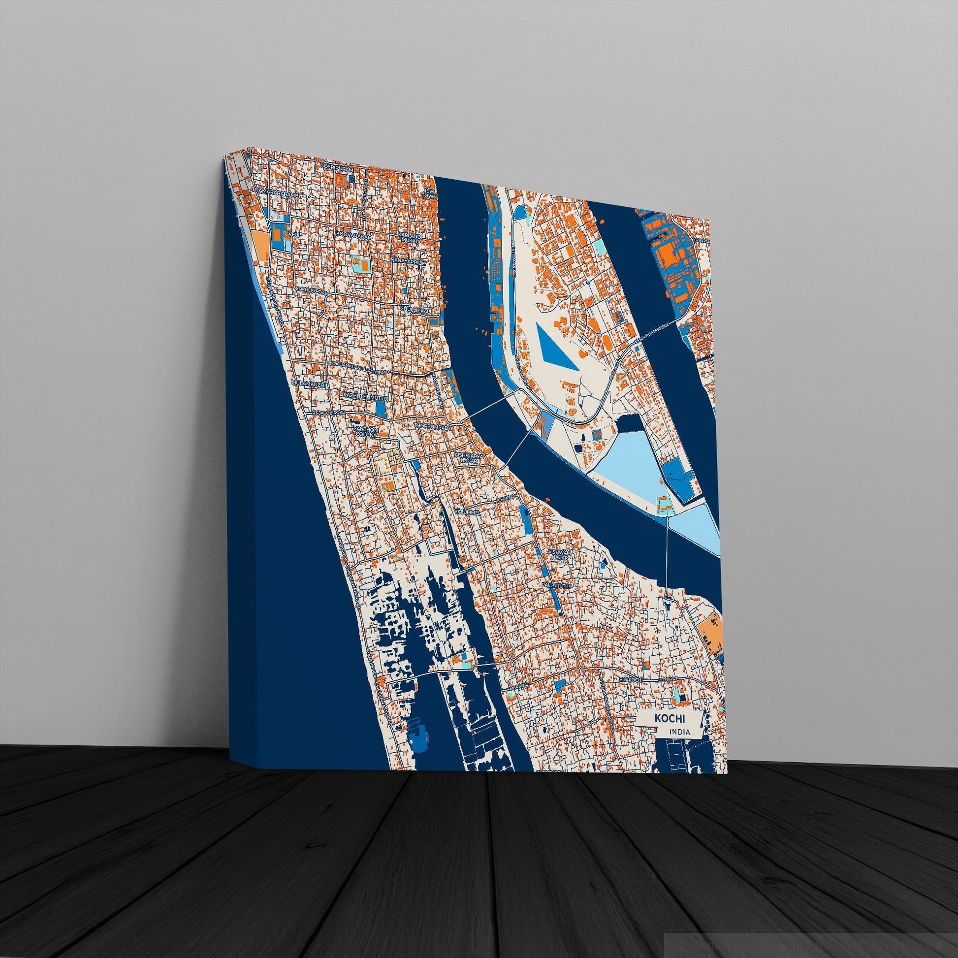 Kochi India Colorful City Map Canvas Print