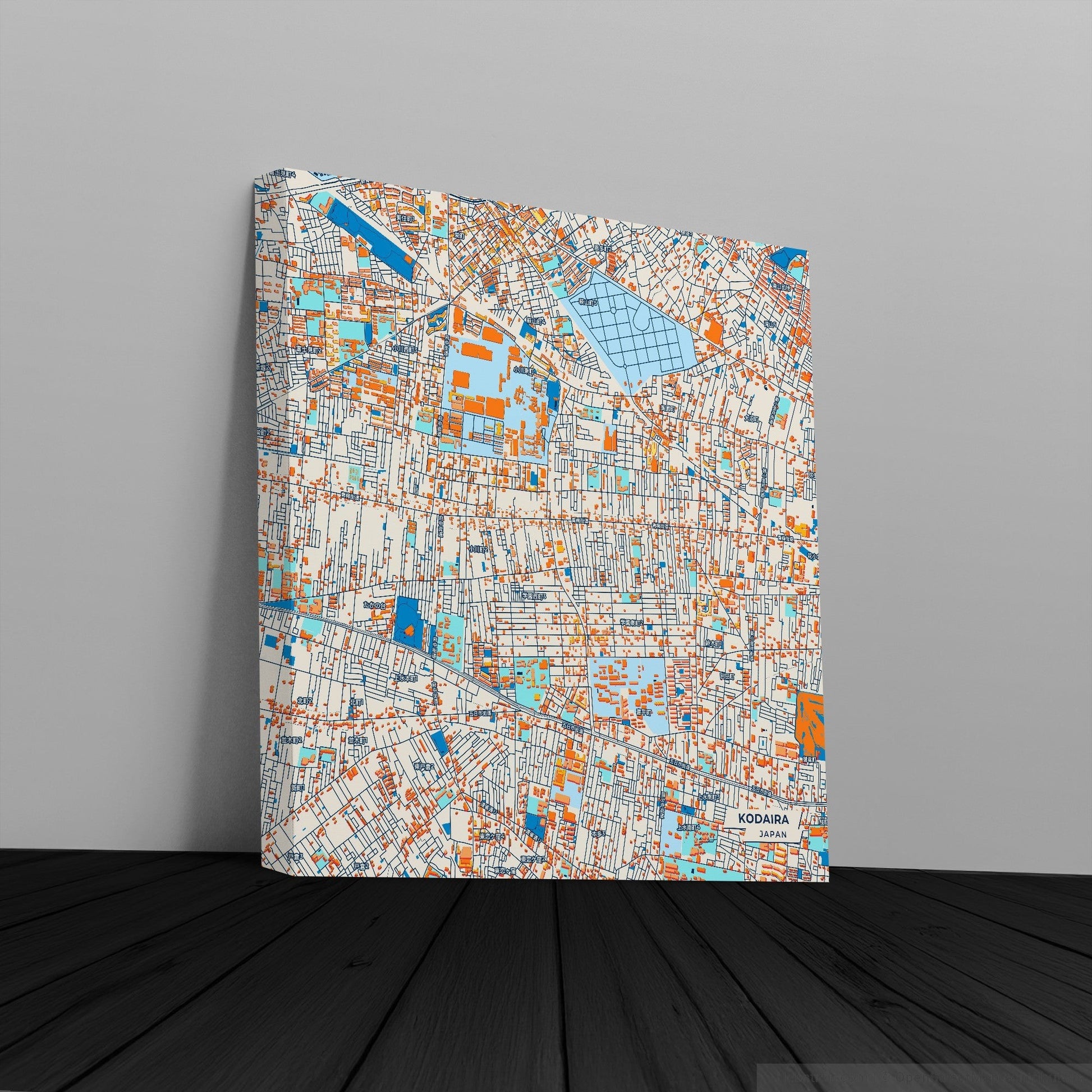 Kodaira Japan Colorful City Map Canvas Print