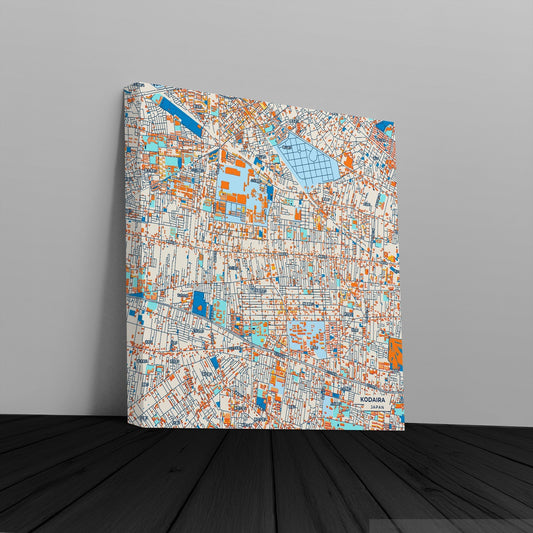 Kodaira Japan Colorful City Map Canvas Print