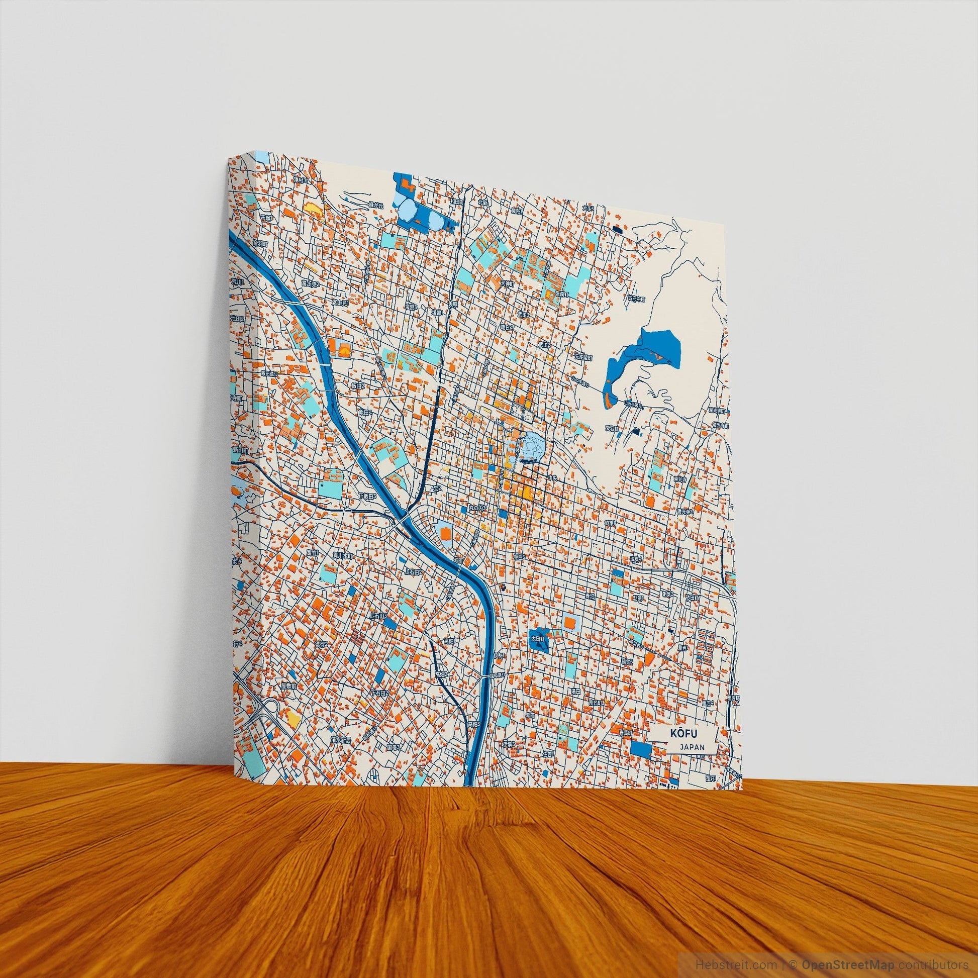 Kōfu Japan Colorful City Map Canvas Print