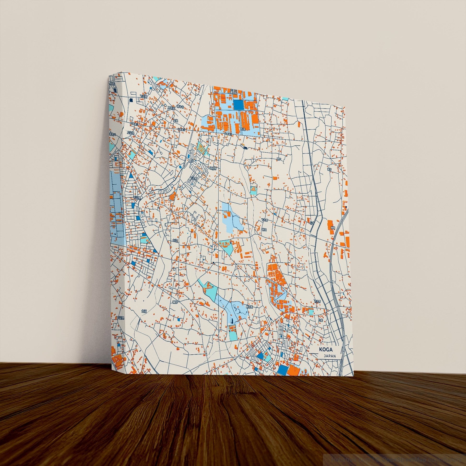 Koga Japan Colorful City Map Canvas Print