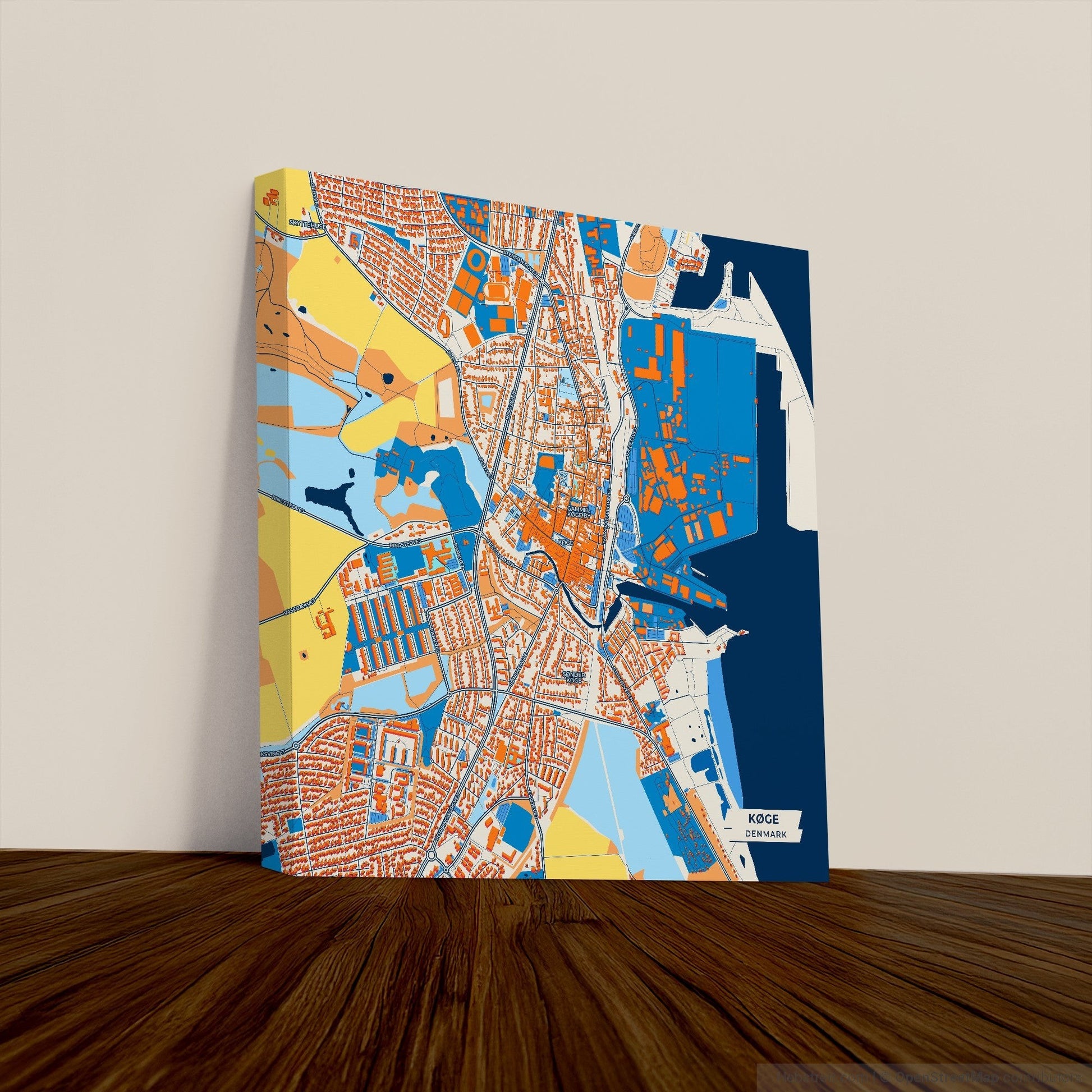 Køge Denmark Colorful City Map Canvas Print