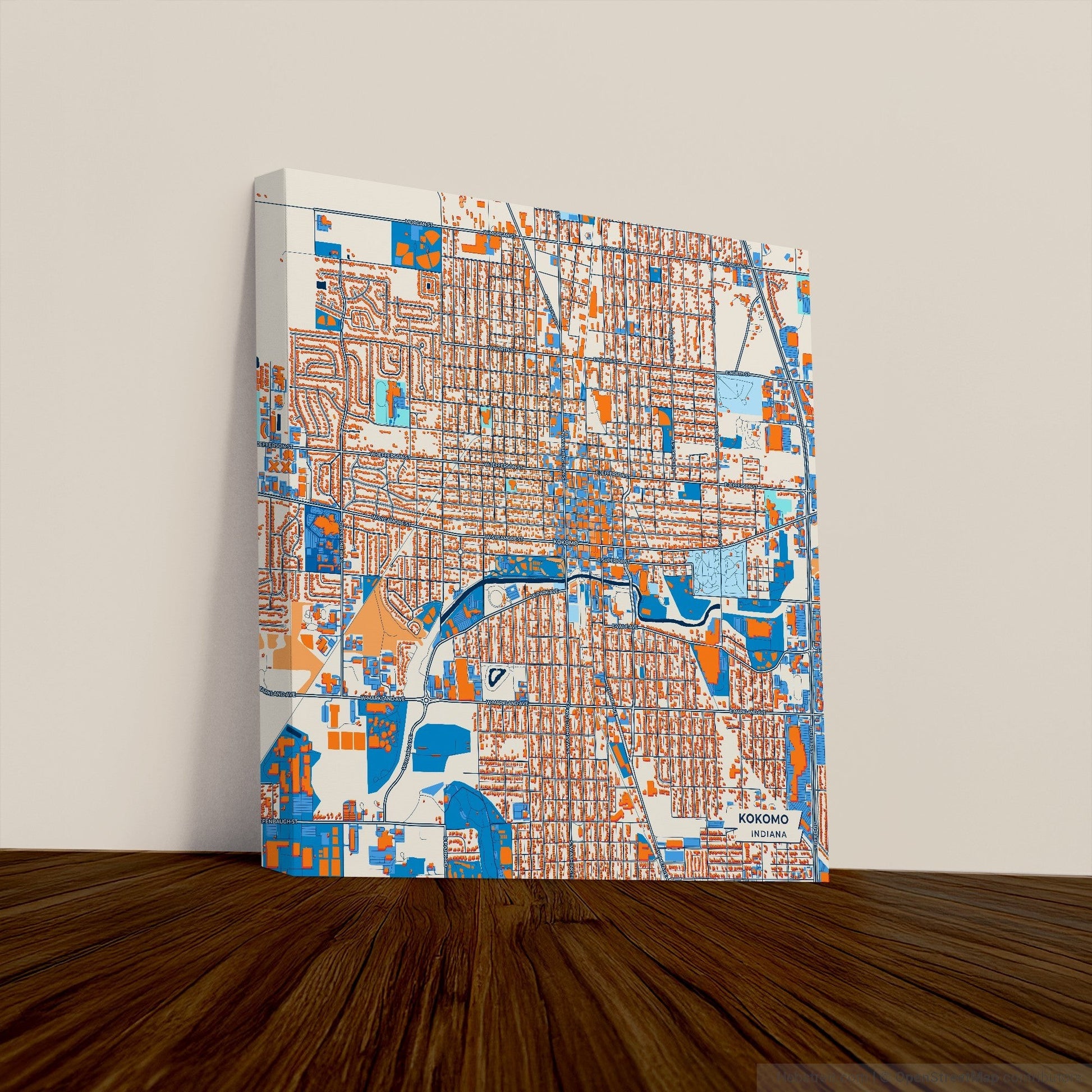 Kokomo Indiana Colorful City Map Canvas Print