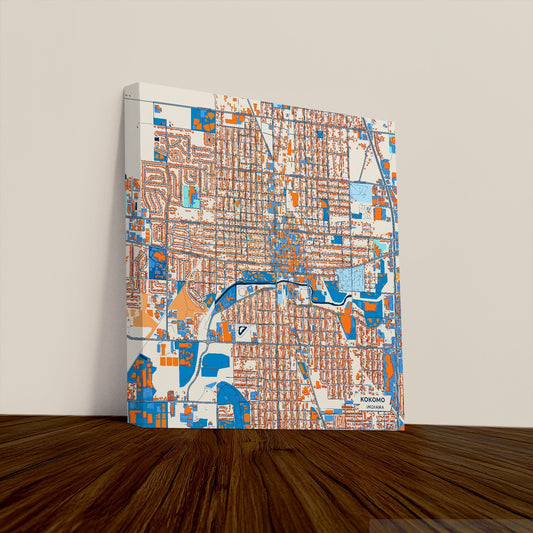 Kokomo Indiana Colorful City Map Canvas Print
