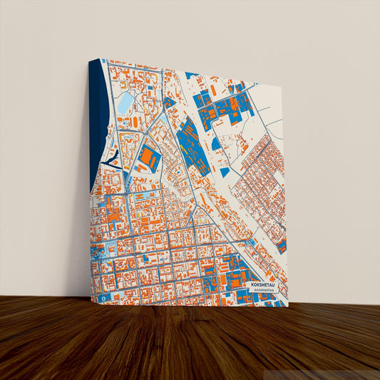 Kokshetau Kazakhstan Colorful City Map Canvas Print