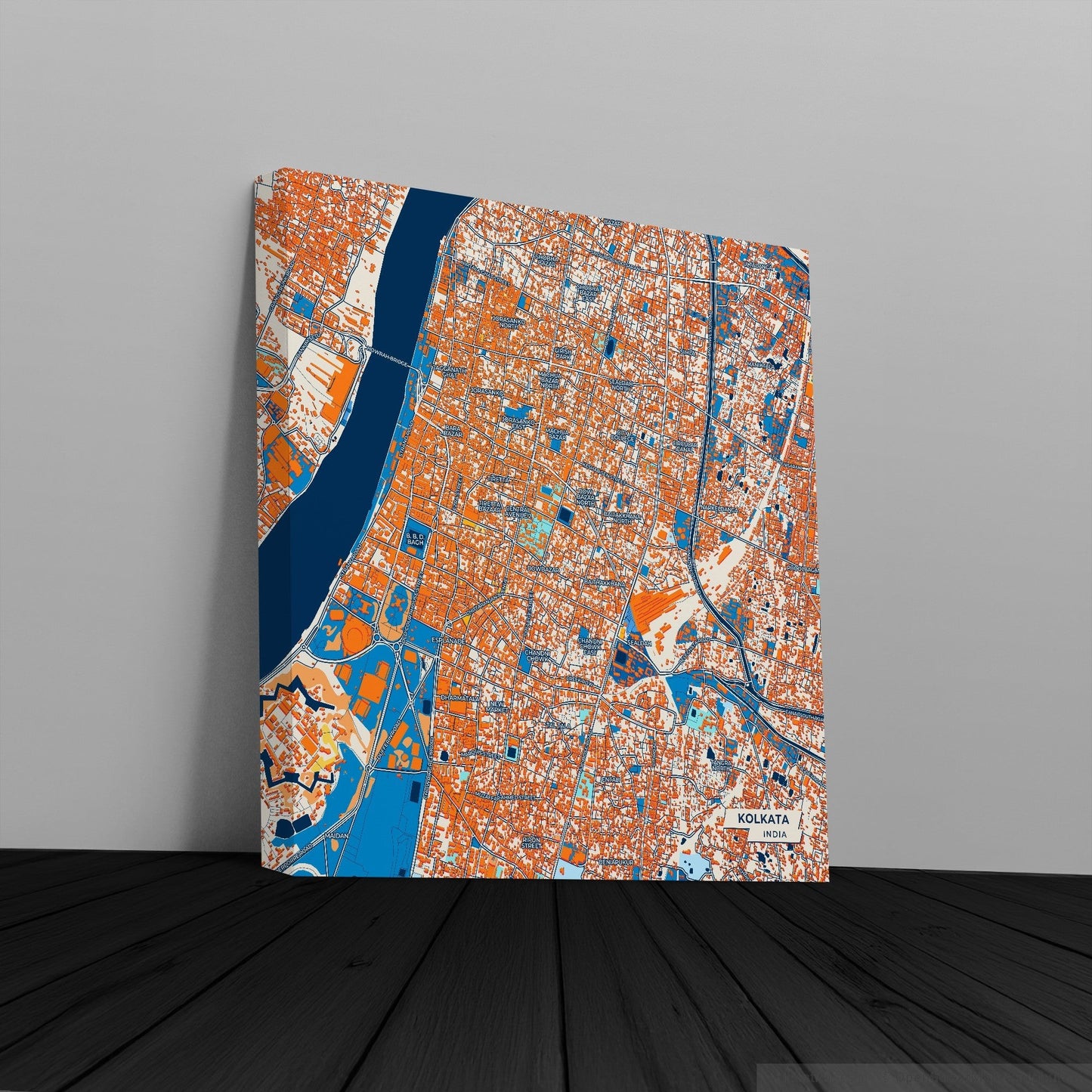 Kolkata India Colorful City Map Canvas Print