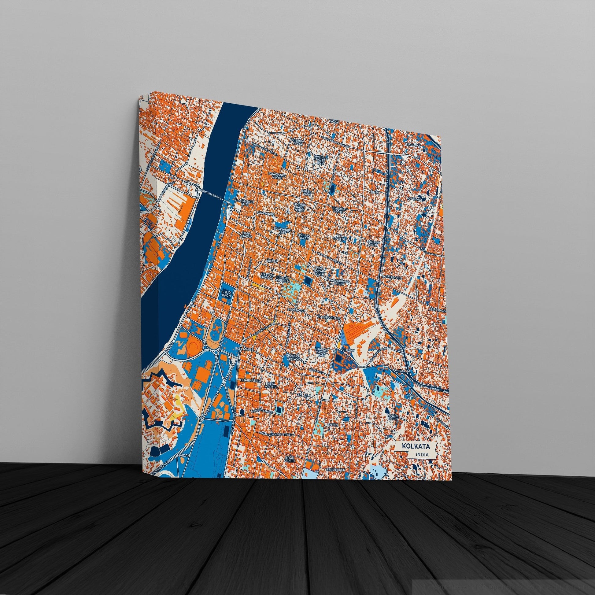 Kolkata India Colorful City Map Canvas Print