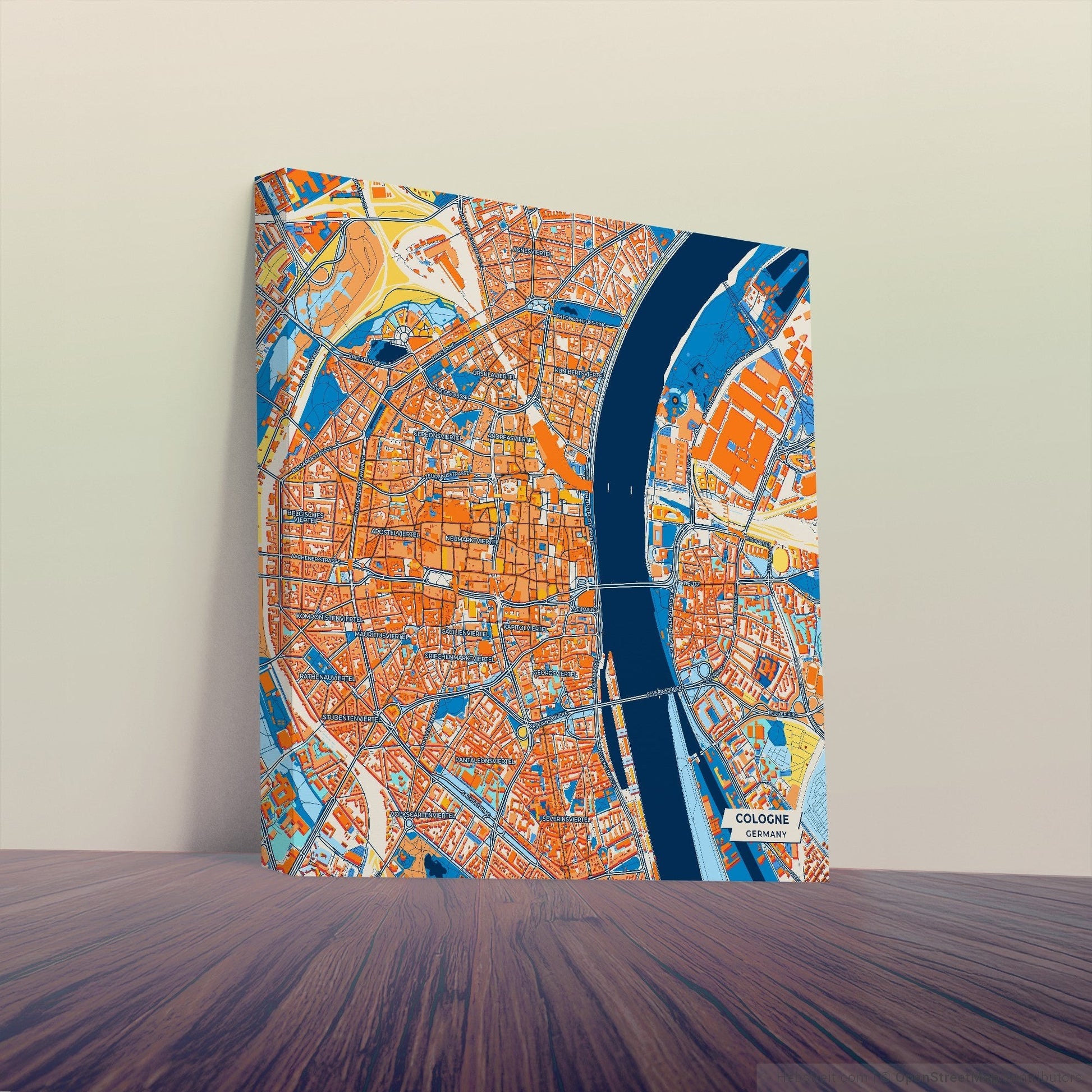 Köln Germany Colorful City Map Canvas Print