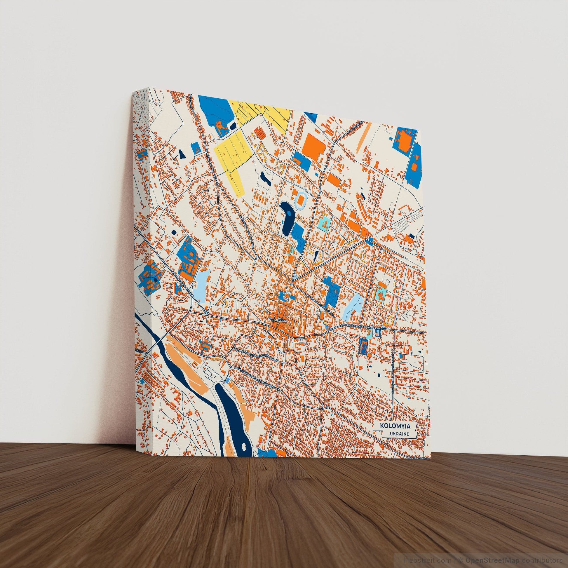 Коломія Ukraine Colorful City Map Canvas Print