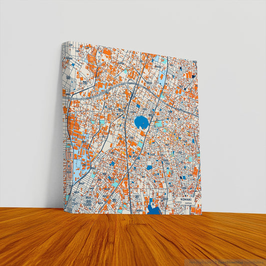 Komaki Japan Colorful City Map Canvas Print