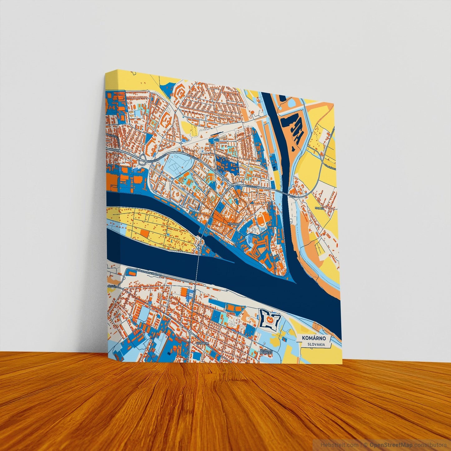 Komárno Slovakia Colorful City Map Canvas Print