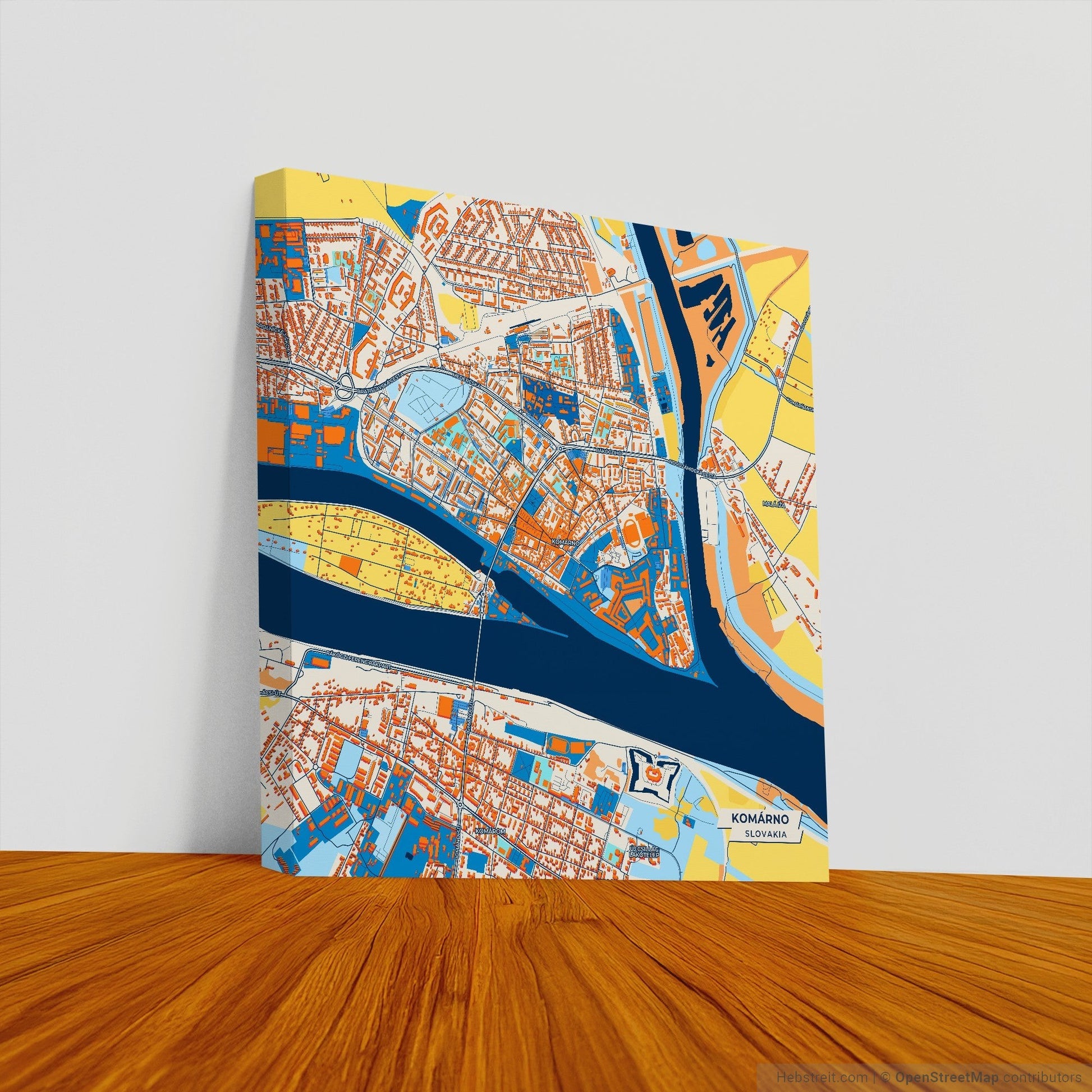 Komárno Slovakia Colorful City Map Canvas Print