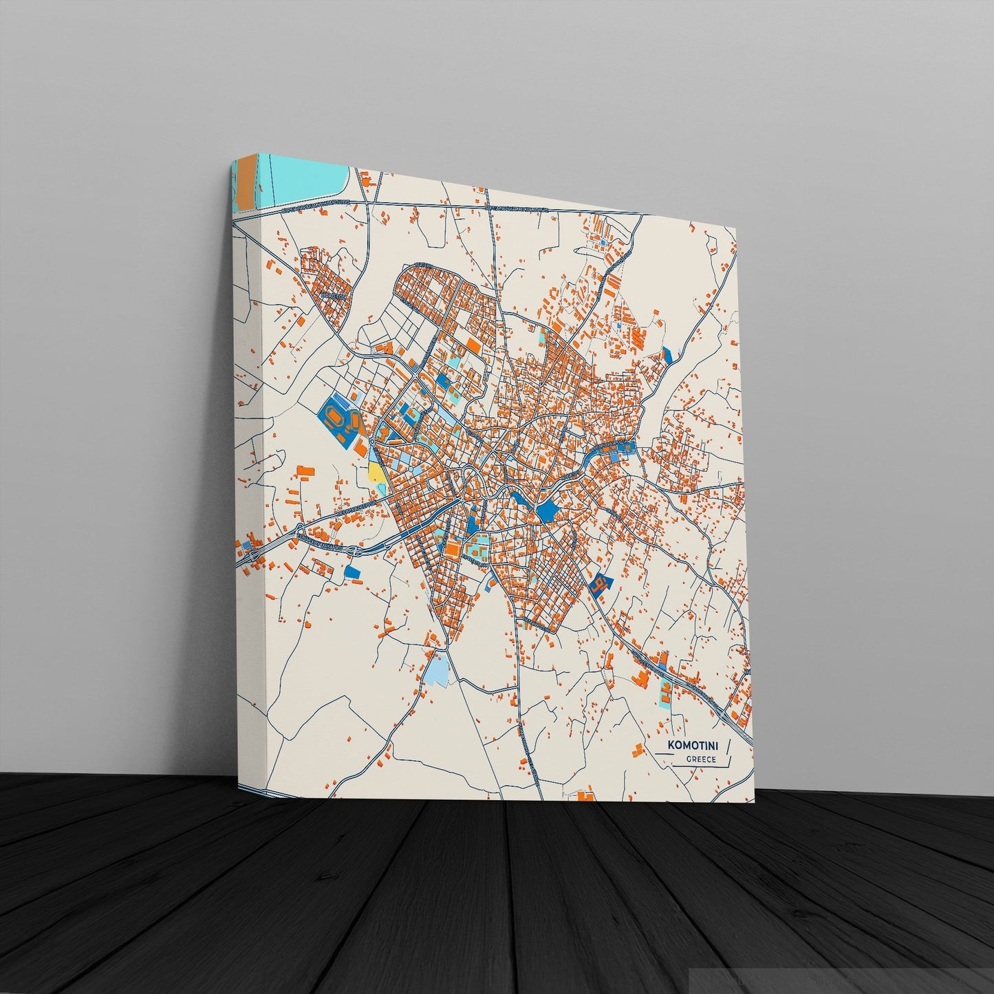 Κομοτηνη Greece Colorful City Map Canvas Print