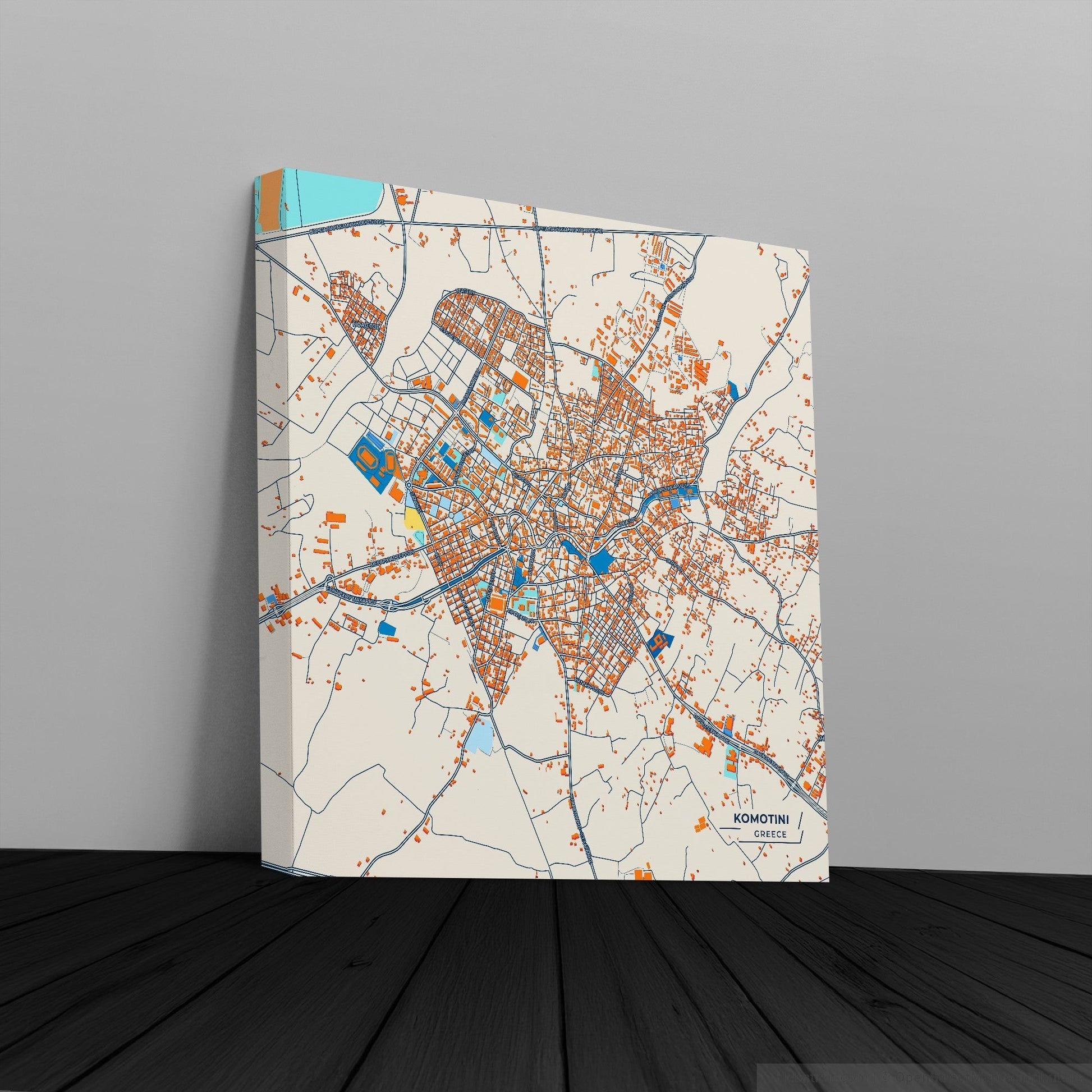 Κομοτηνη Greece Colorful City Map Canvas Print