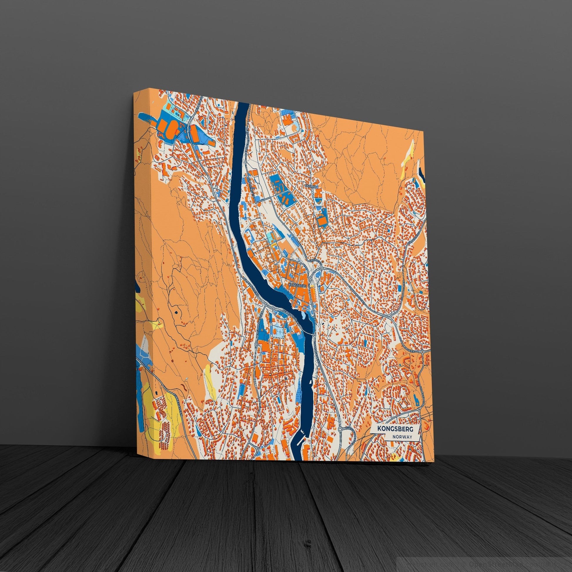 Kongsberg Norway Colorful City Map Canvas Print