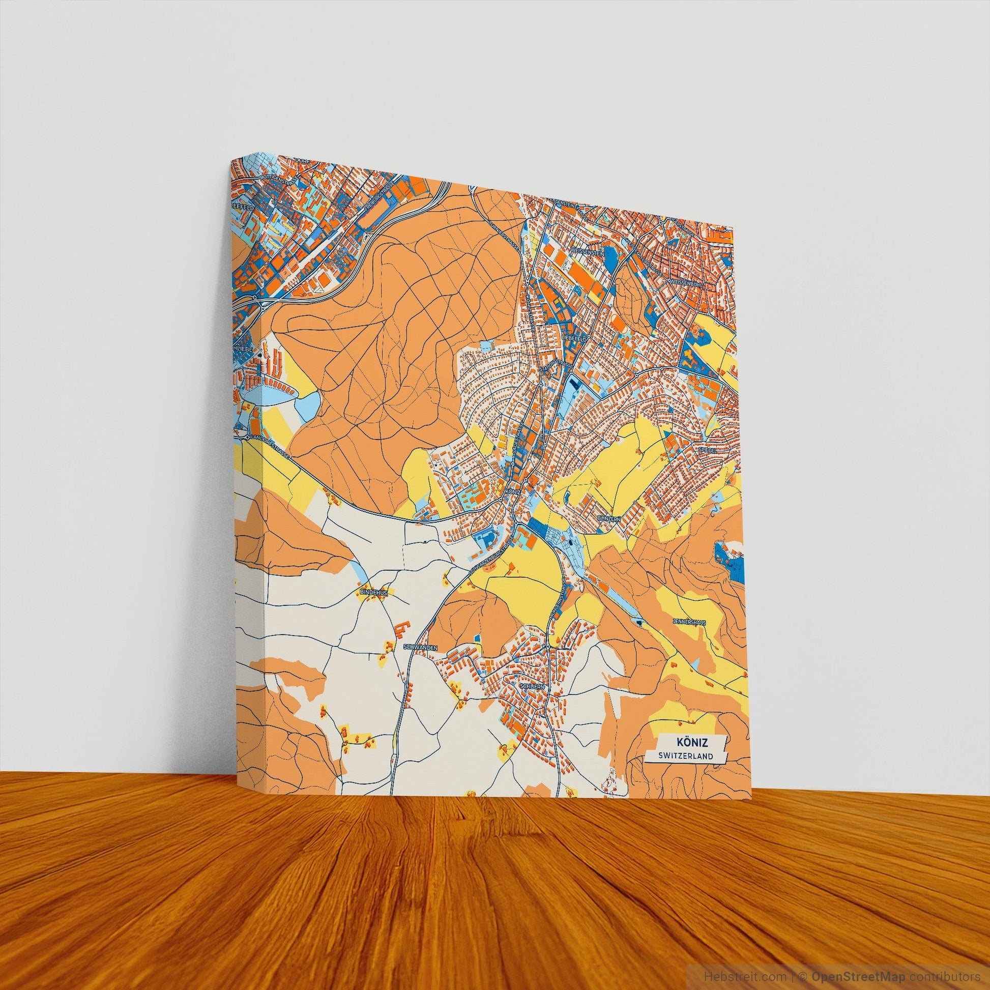Köniz Switzerland Colorful City Map Canvas Print